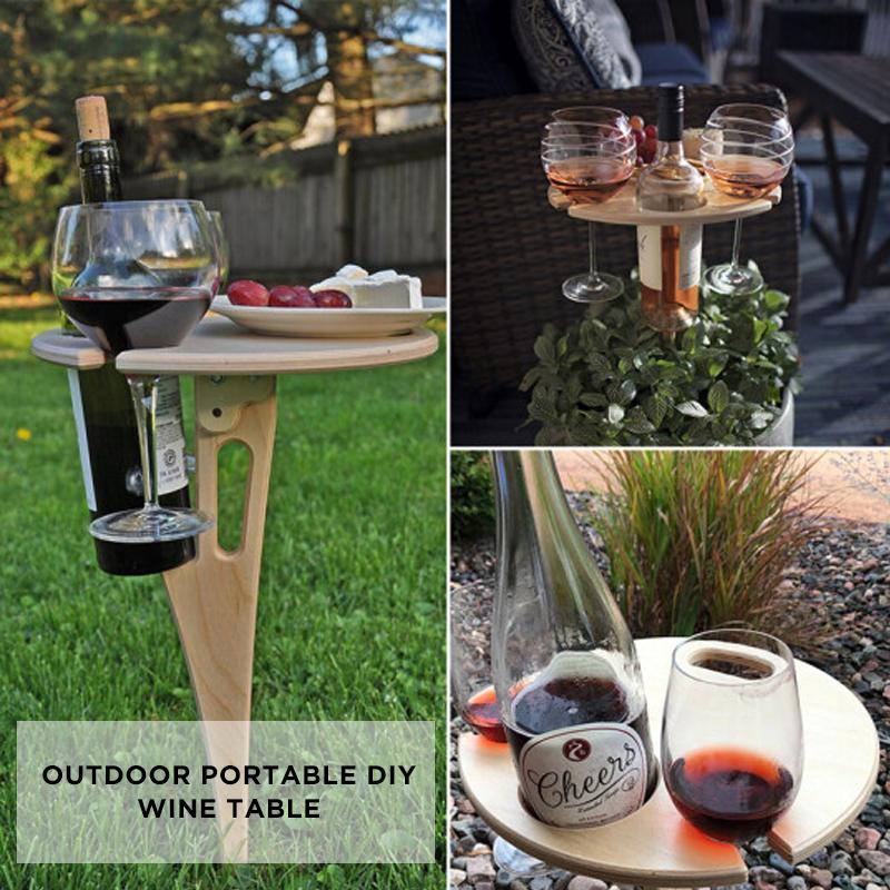 Mesa plegable portátil de madera para vino y picnic