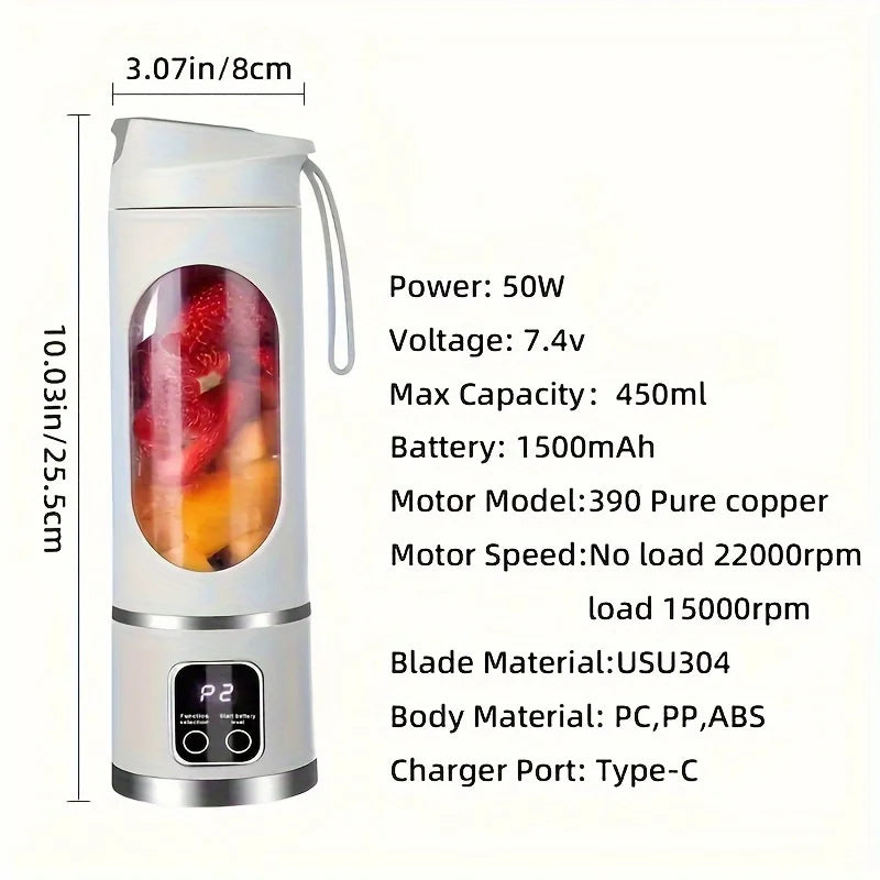 Mini batidora portátil Juicello con 8 cuchillas y batería recargable