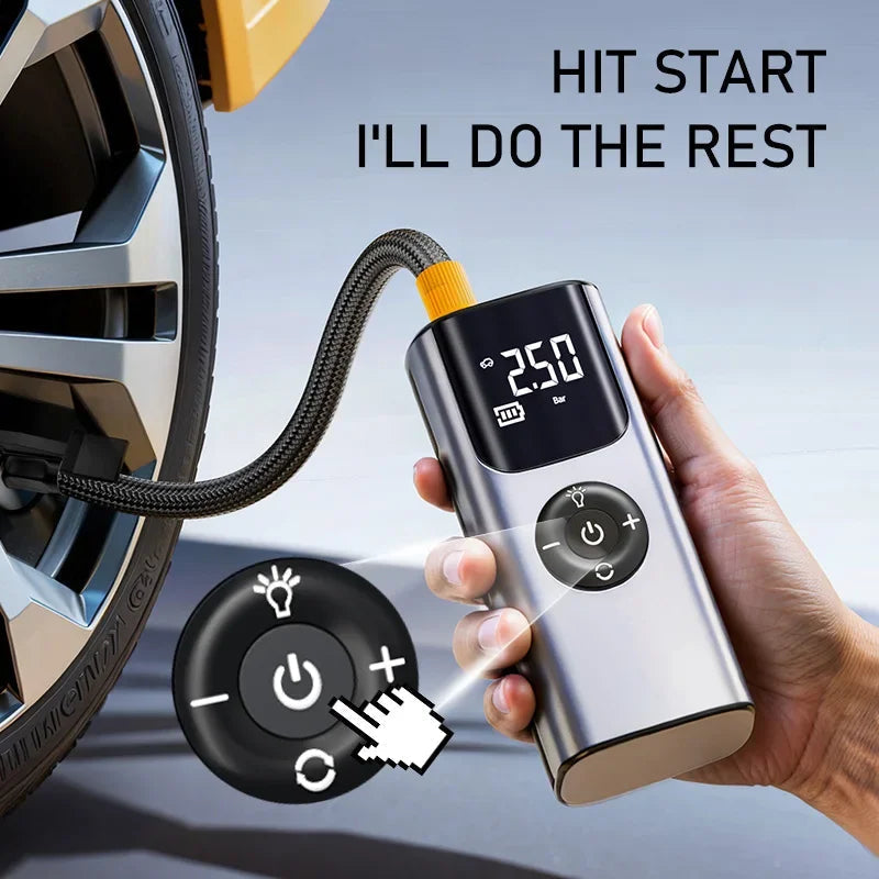 Mini compresor de aire inalámbrico automático para neumáticos de coche