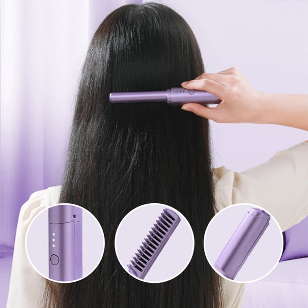 Mini plancha de pelo recargable con peine integrado