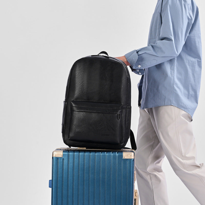 Mochila de piel para portátil, piel premium, compatible con portátil de 15", tirantes acolchados