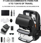 Mochila de viaje impermeable 50 L con compartimento para calzado y puerto USB