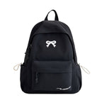 Mochila escolar casual con lazo en relieve, resistente al agua, tirantes acolchados
