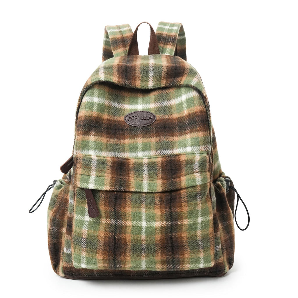 Mochila escolar con estampado de cuadros acogedora