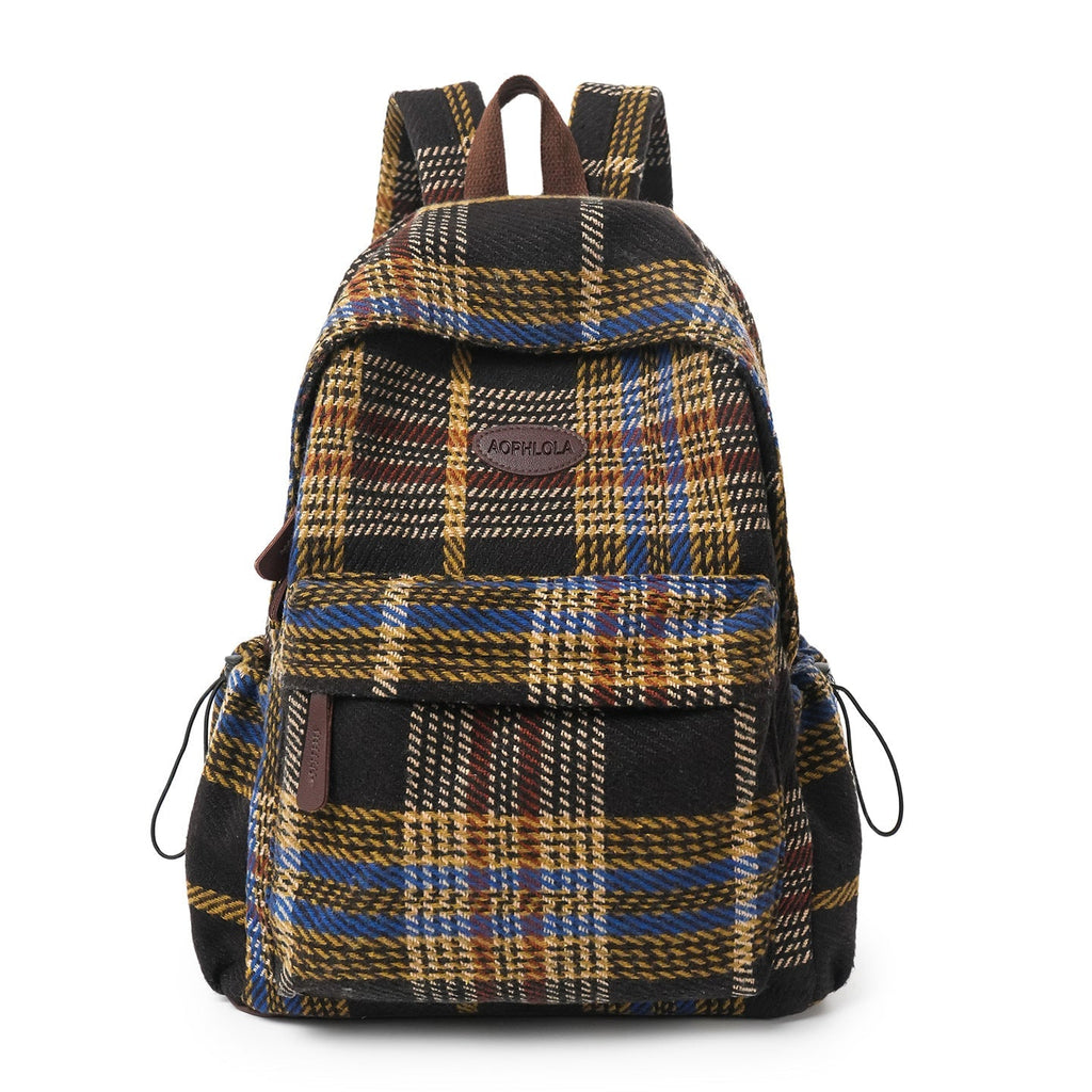 Mochila escolar con estampado de cuadros acogedora