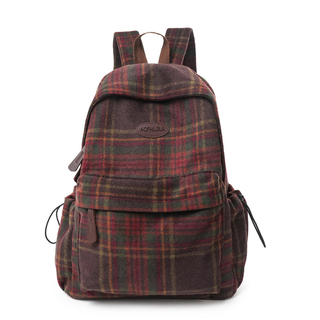 Mochila escolar con estampado de cuadros acogedora