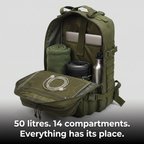 Mochila táctica de 49 litros con sistema MOLLE para senderismo y uso militar