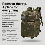 Mochila táctica de 49 litros con sistema MOLLE para senderismo y uso militar