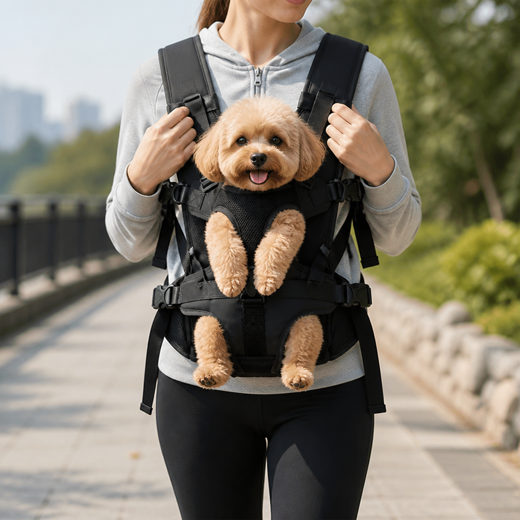 Mochila transportín frontal con correas ajustables y malla transpirable