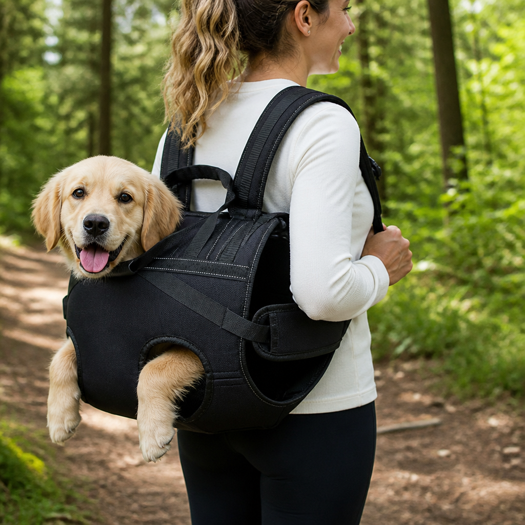 Mochila transportín para perros de tela Oxford transpirable y tirantes acolchados