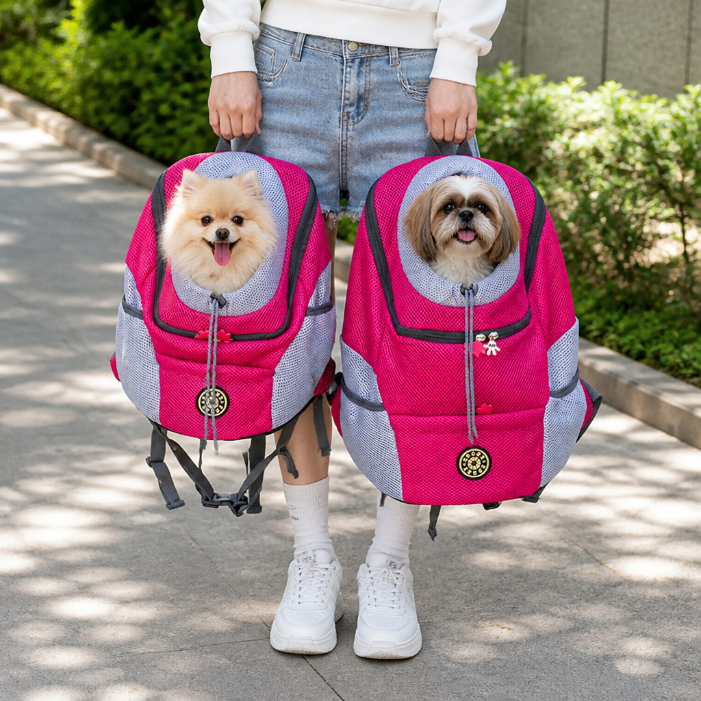 Mochila transportín transpirable acolchada para mascotas