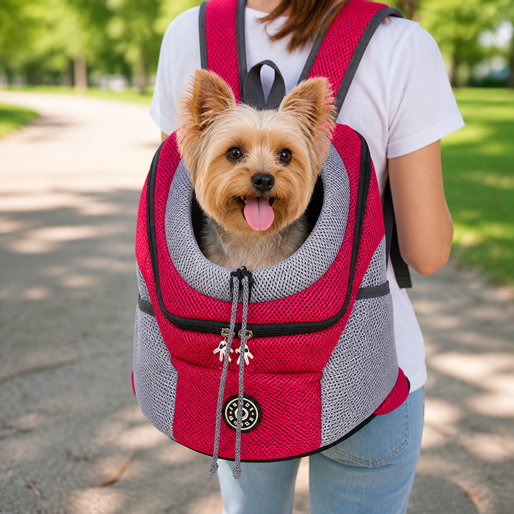 Mochila transportín transpirable acolchada para mascotas