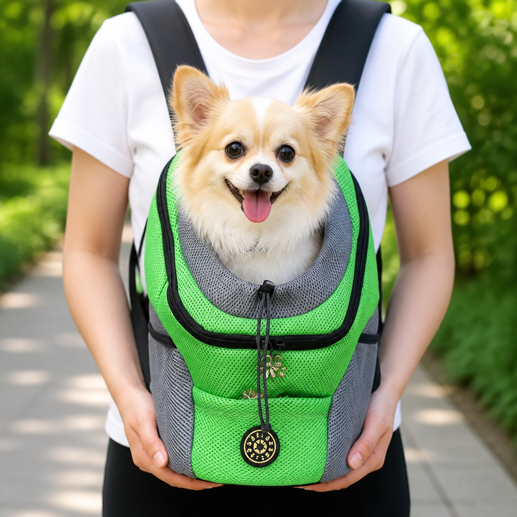 Mochila transportín transpirable acolchada para mascotas