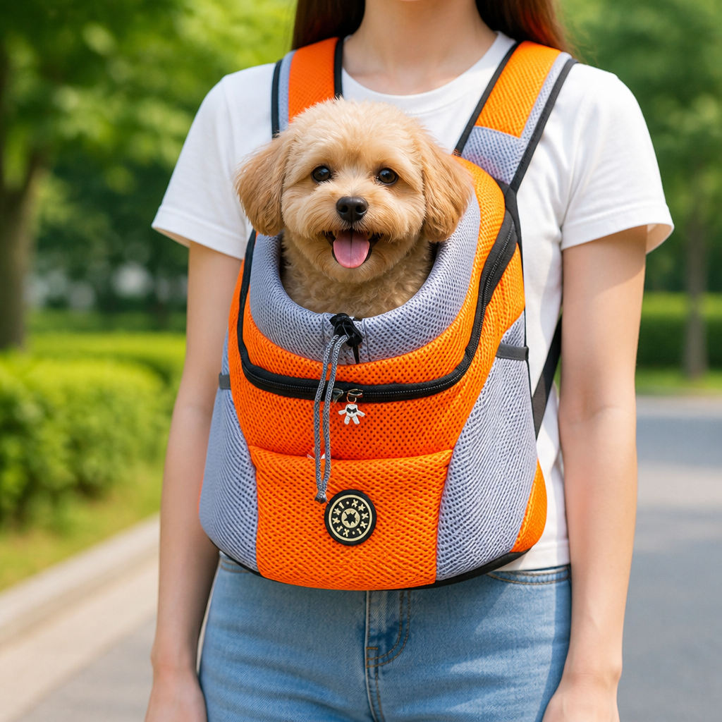 Mochila transportín transpirable acolchada para mascotas
