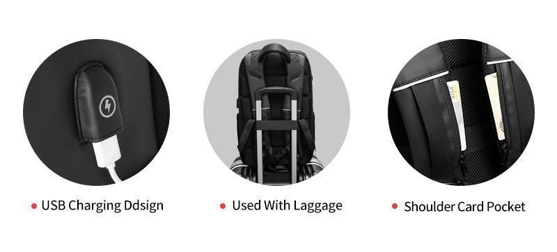 Mochila de viaje para portátil de 15,6 pulgadas con puerto USB y repelente al agua