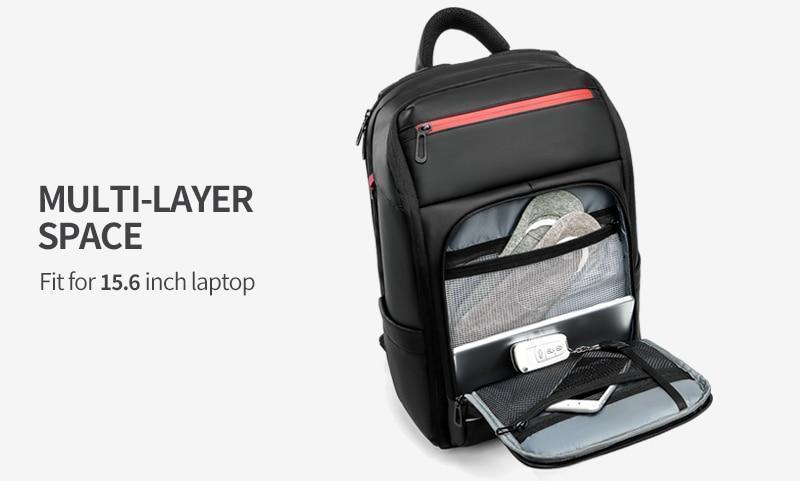 Mochila de viaje para portátil de 15,6 pulgadas con puerto USB y repelente al agua