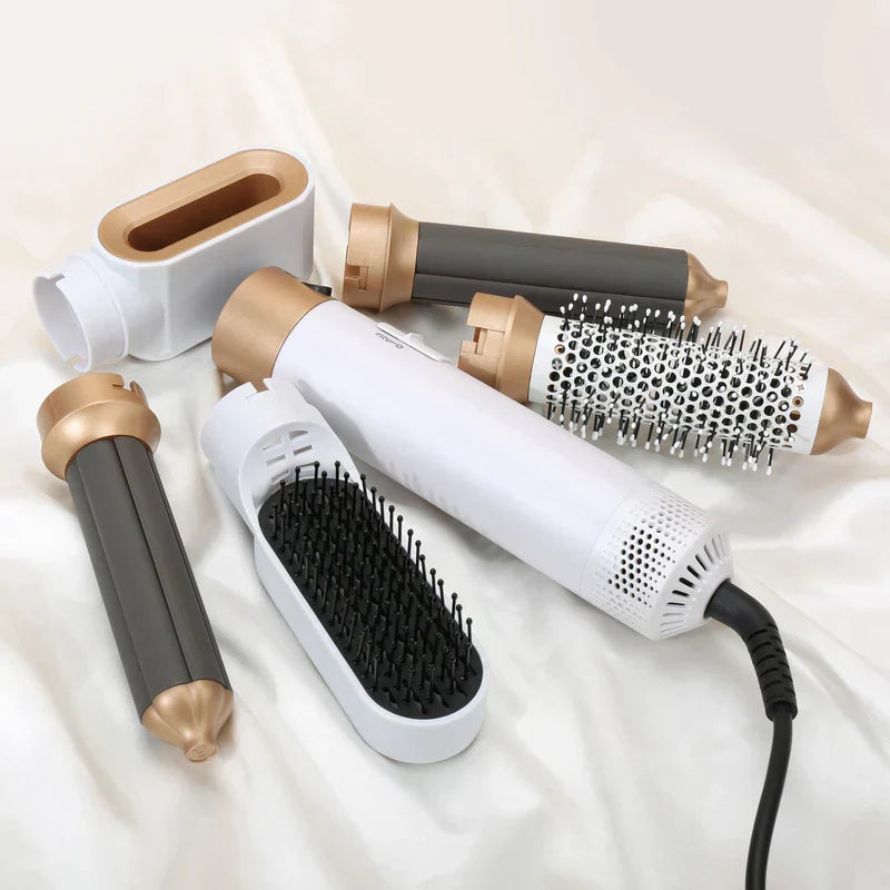 Moldeador de pelo 5 en 1 con rizador automático, secador y cepillo alisador