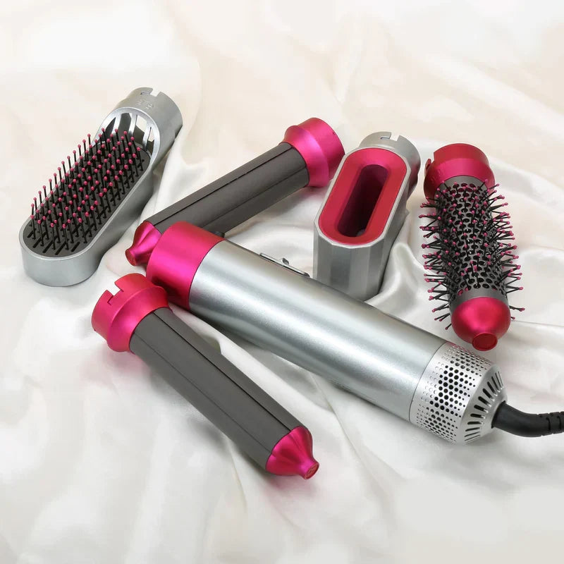 Moldeador de pelo 5 en 1 con rizador automático, secador y cepillo alisador