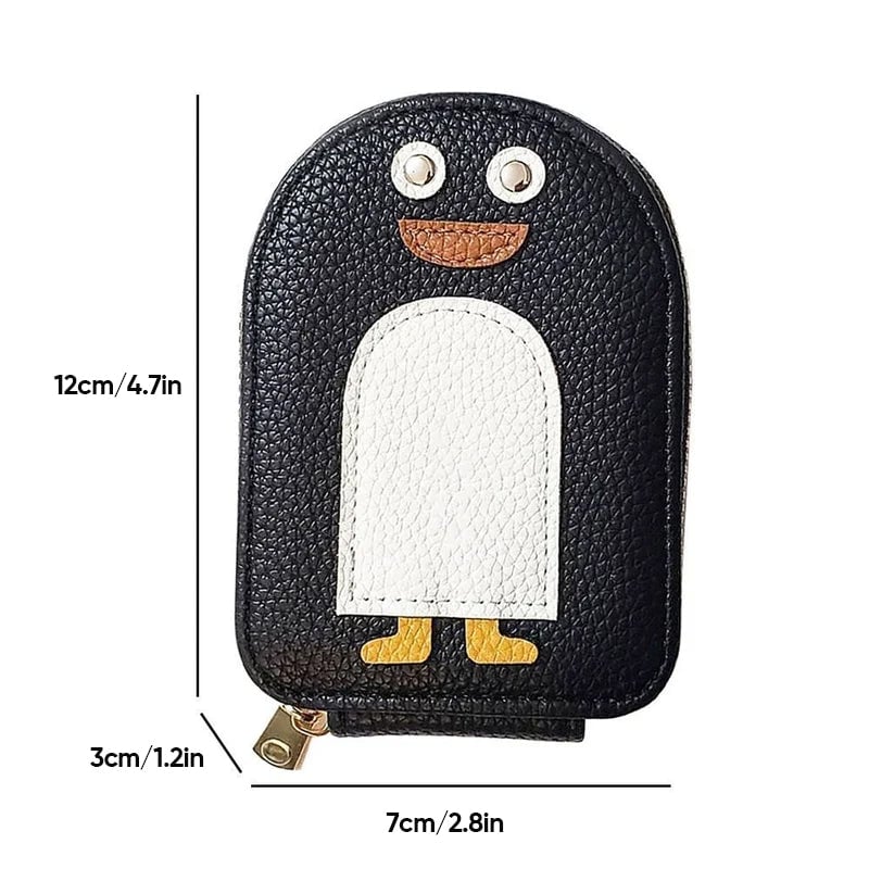 Monedero tarjetero de pingüinos con cremallera