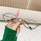 Montura de gafas con perlas decorativas para mujer