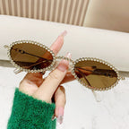 Montura de gafas con perlas decorativas para mujer