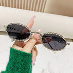 Montura de gafas con perlas decorativas para mujer