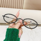Montura de gafas con perlas decorativas para mujer