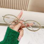 Montura de gafas con perlas decorativas para mujer