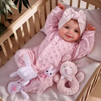 Muñeca Reborn de 43 cm – Vinilo suave realista, posable, recién nacido sonriente con accesorios