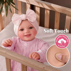 Muñeca Reborn de 43 cm – Vinilo suave realista, posable, recién nacido sonriente con accesorios