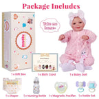Muñeca Reborn de 43 cm – Vinilo suave realista, posable, recién nacido sonriente con accesorios