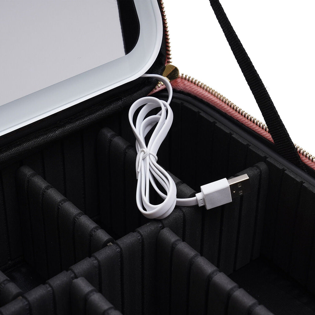 Neceser de viaje con espejo LED y luz ajustable
