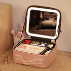 Neceser de viaje con espejo LED y luz ajustable