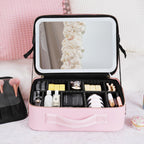 Neceser de viaje con espejo LED y luz regulable