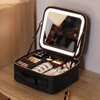 Neceser de viaje con espejo LED y luz regulable
