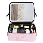 Neceser de maquillaje con espejo LED y luz integrada para un acabado perfecto en cualquier lugar