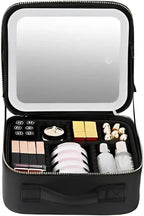 Neceser de maquillaje con espejo LED y luz integrada para un acabado perfecto en cualquier lugar
