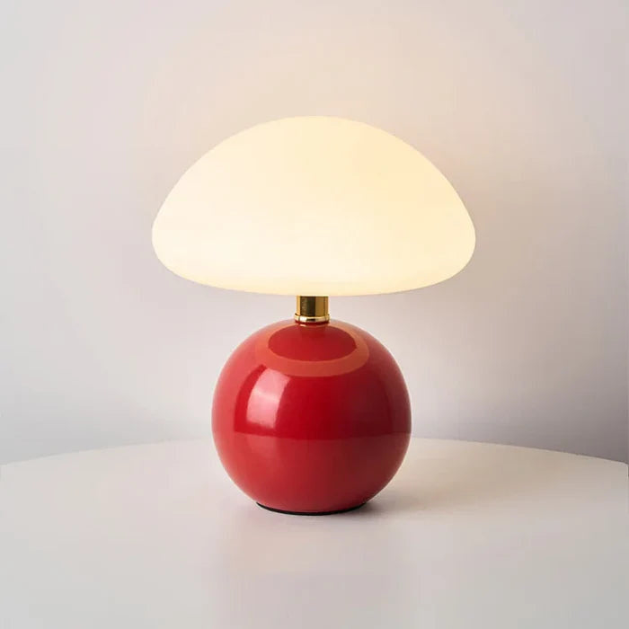 Odette | Lámpara de mesa de cerámica con forma de seta, pantalla abovedada y luz cálida regulable