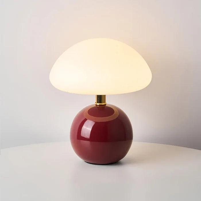 Odette | Lámpara de mesa de cerámica con forma de seta, pantalla abovedada y luz cálida regulable