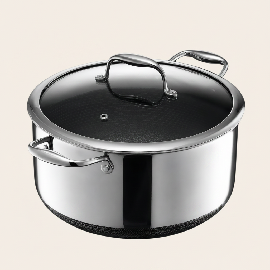 Olla de titanio puro premium con tapa de cristal