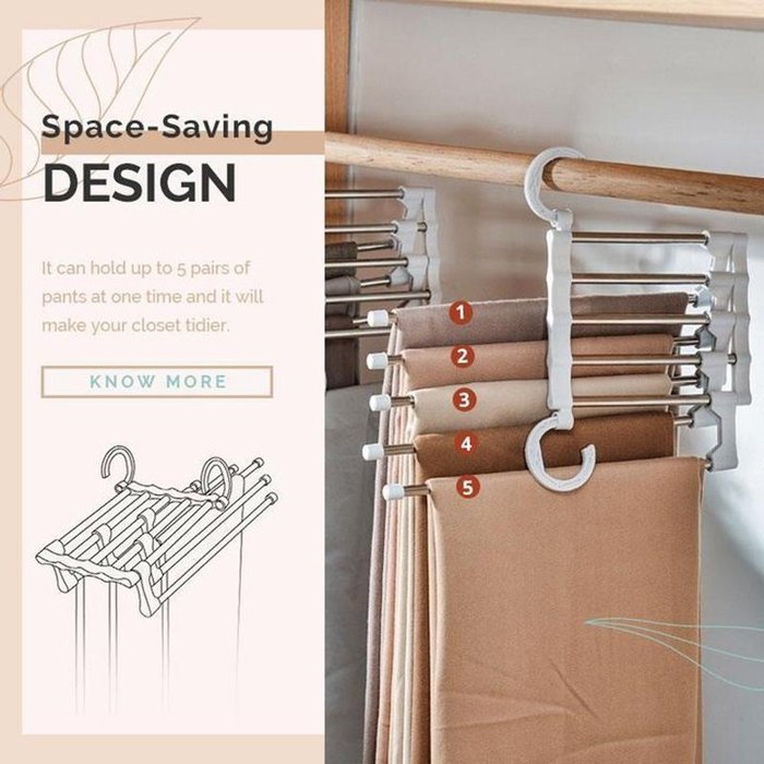 Organizador de pantalones FlexRack – Estante ajustable para armario que ahorra espacio – Acero inoxidable antideslizante