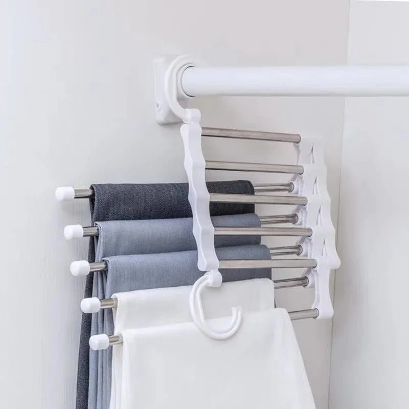 Organizador de pantalones FlexRack – Estante ajustable para armario que ahorra espacio – Acero inoxidable antideslizante