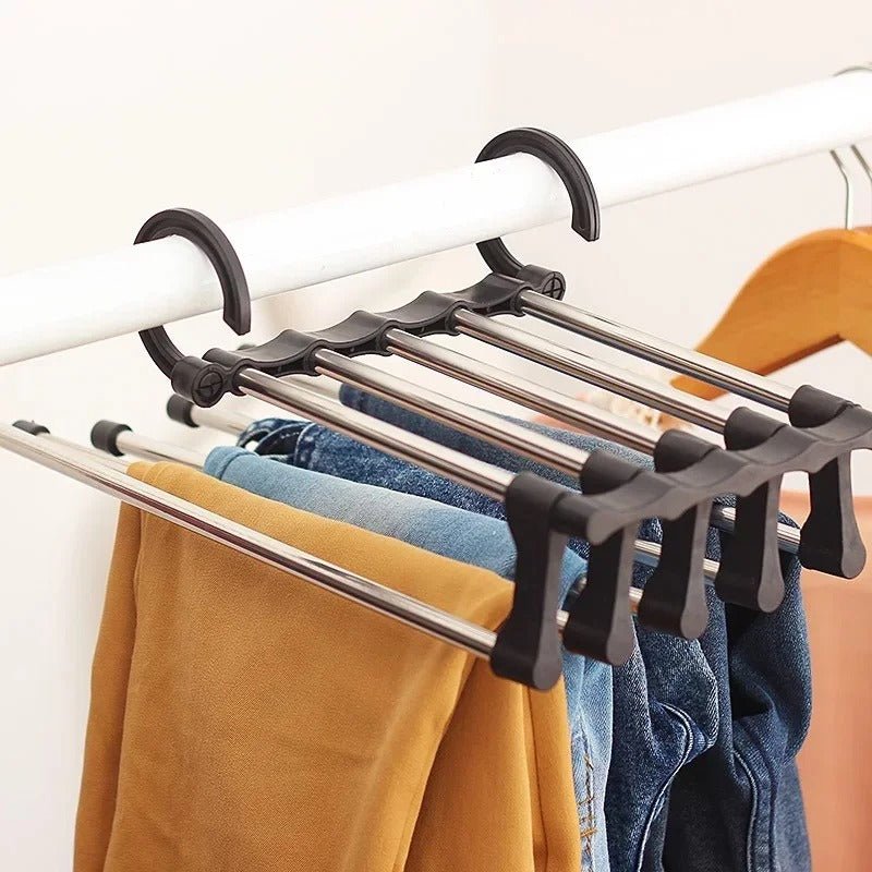 Organizador de pantalones FlexRack – Estante ajustable para armario que ahorra espacio – Acero inoxidable antideslizante