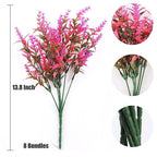Pack de 8 ramos de lavanda artificial para decoración