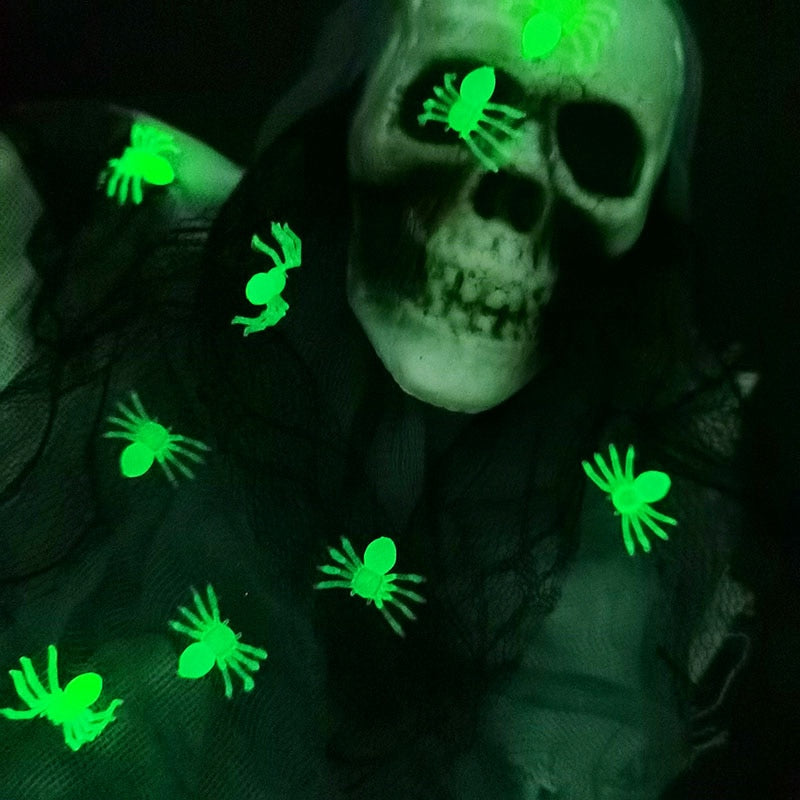 Pack de 50 arañas luminosas fluorescentes para decoración de Halloween
