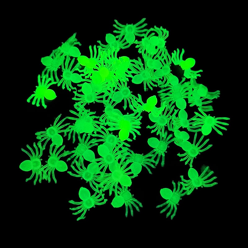 Pack de 50 arañas luminosas fluorescentes para decoración de Halloween