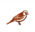 Pájaro decorativo de metal con acabado rústico