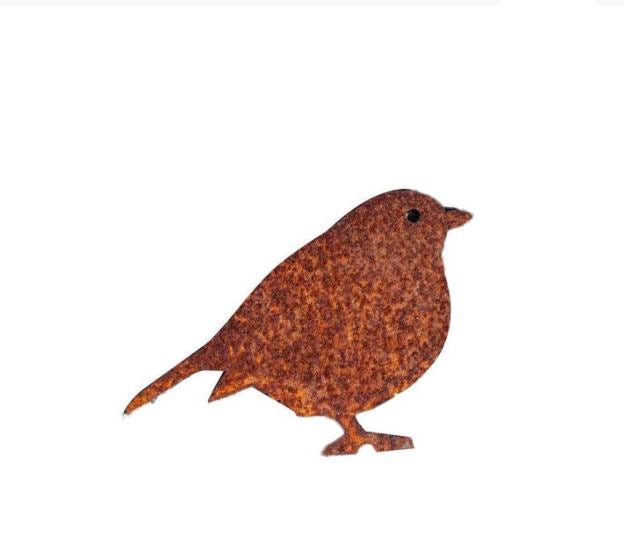 Pájaro decorativo de metal con acabado rústico