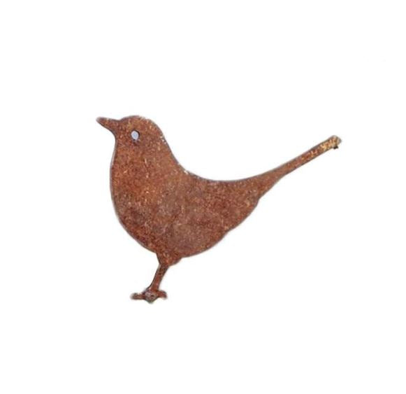 Pájaro decorativo de metal con acabado rústico