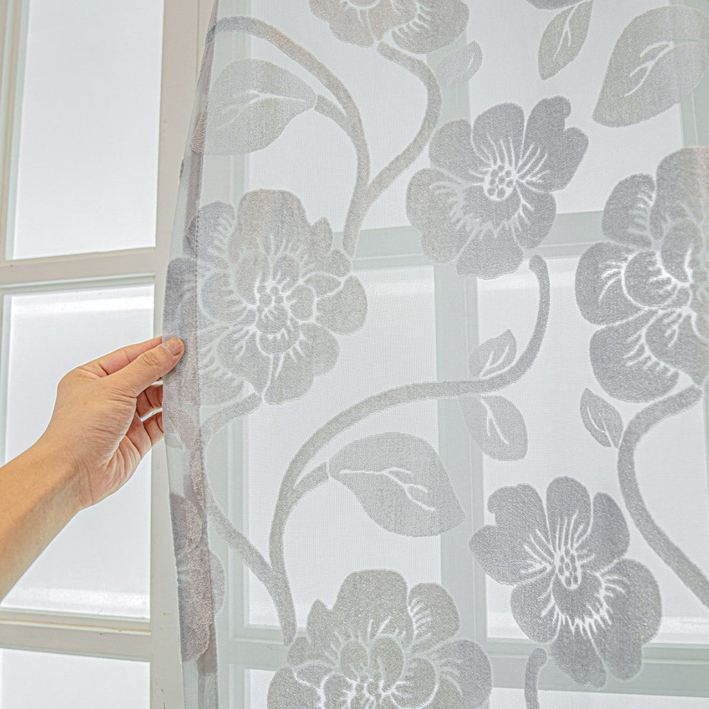 Panel de cortina transparente con estampado floral